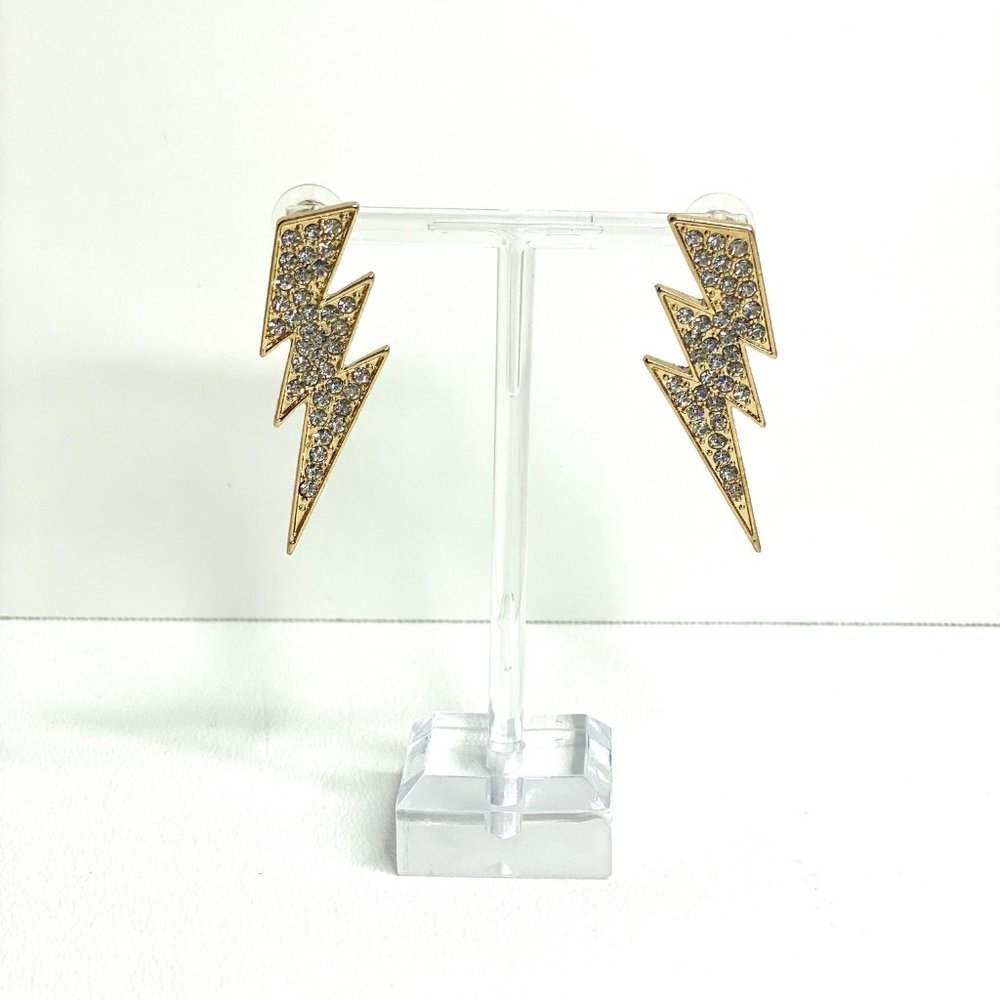 Chargers Lightning Bolt Statement Earrings - Picture 2 of 7